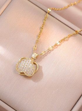 钛钢项链女 韩版潮时尚网红复古个性旋转爱心气质ins风吊坠锁骨链