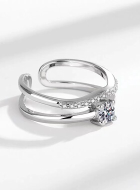 跨境直供新款亚马逊锆石活口女士个性微镶高级感双层戒指厂家批发