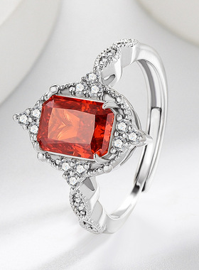 欧美跨境贴标热销镀白k璀璨超闪冰花切皇冠感女镶指