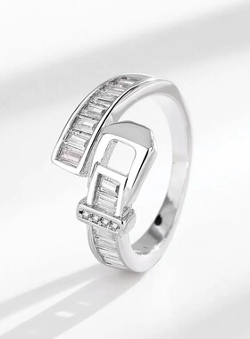 韩版轻奢开口食指环皮带设计感小众简约网红冷淡风锆石戒指女批发