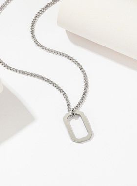 钛钢项链小众 潮人网红简约个性款方框项链男女几何情侣时尚项链