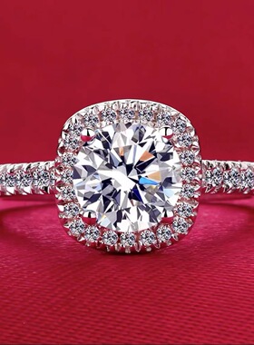 公主方包八心八箭莫桑石活口戒指