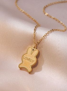 项链女网红兔子小众时尚新款设计感吊坠气质生肖气质简约钛钢项链