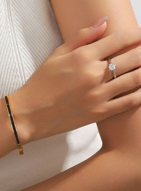 手镯女欧美不锈钢满钻手镯女生真金钛钢跨境时尚镶钻简约气质手环