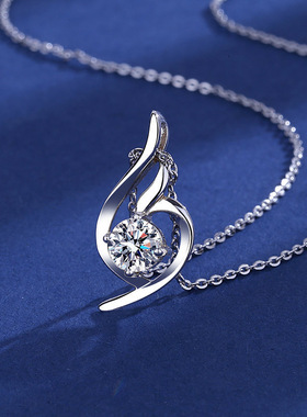 轻奢天使翅膀项链时尚吊坠莫桑石女锁骨链感微镶锆石饰品