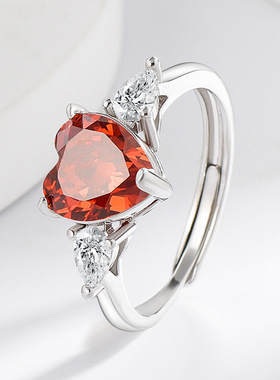 女高碳钻冰花钻爱心小众心形戒指