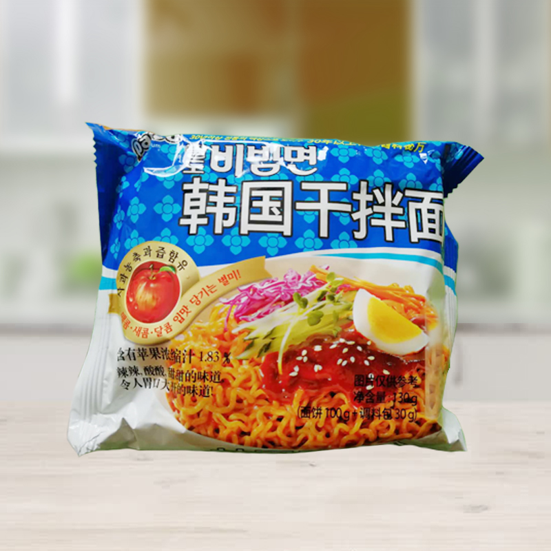 韩国进口方便面姜虎东同款八道苹果醋凉拌面130g*5袋速食泡面冷面-图1