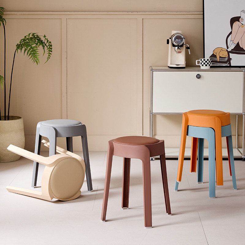 塑料凳子加厚家用大座面可叠放餐桌板凳高圆凳客人备用软包风车凳,淘宝优惠券,粉丝福利购,淘宝优惠卷