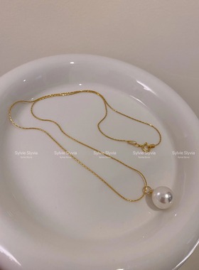 夏季简约不掉色单颗珍珠吊坠项链