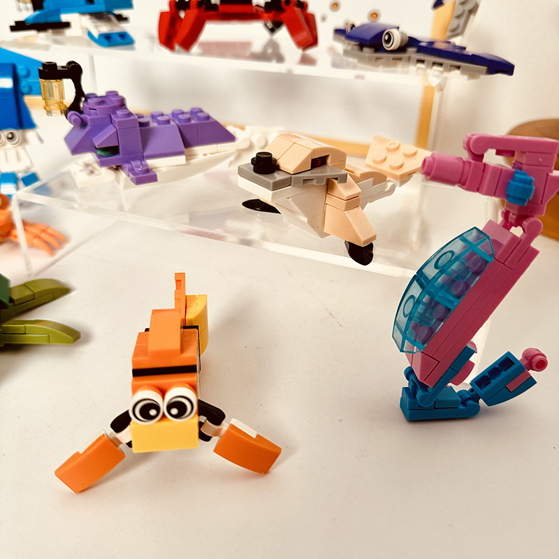 Bros Block国产积木海洋动物小颗粒拼装玩具男女乌龟鲨鱼儿童礼物 - 图1
