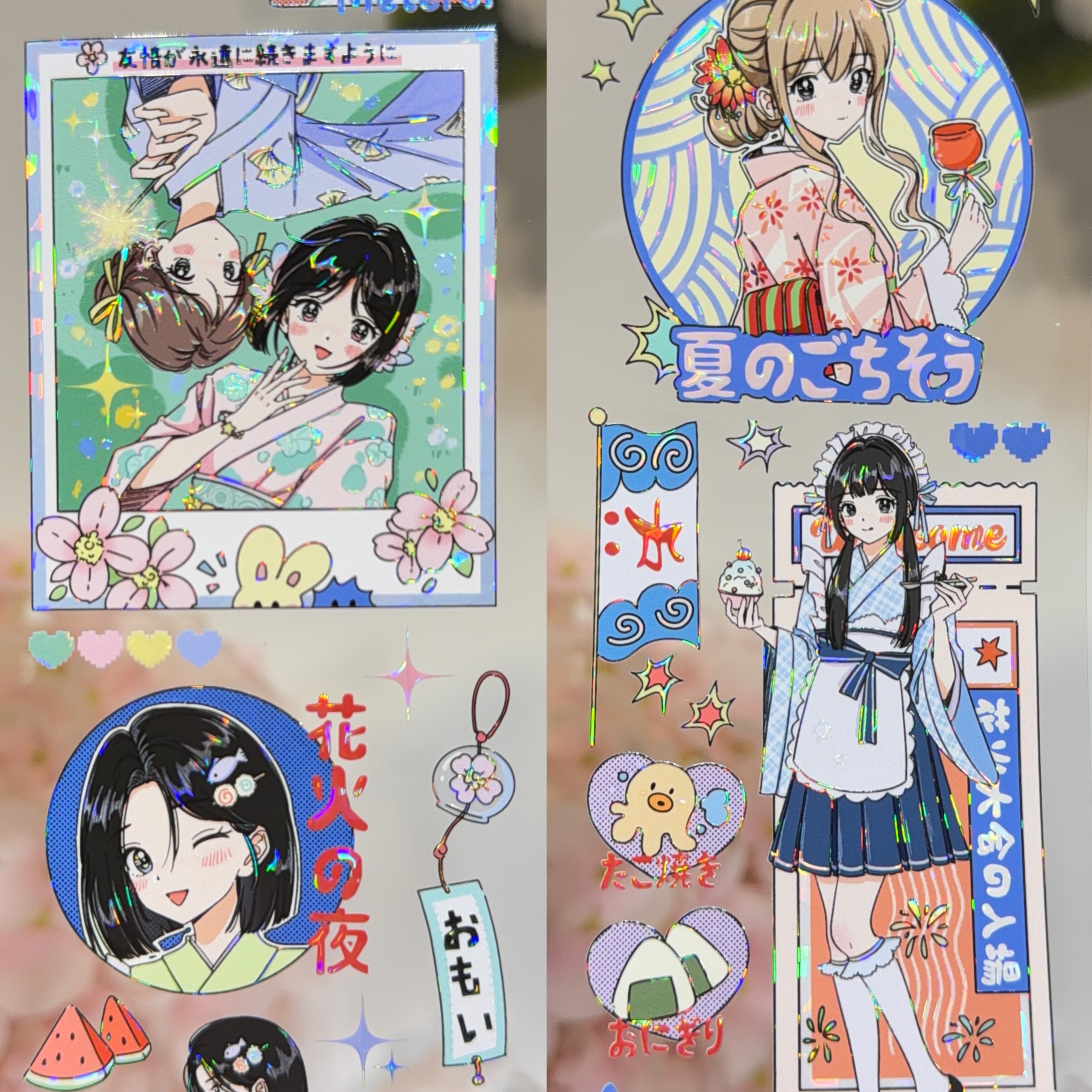 野葵分装手账胶带夏日花火冬雪茸茸可爱女孩系列流麻咕卡手机背卡,淘宝优惠券,粉丝福利购,淘宝优惠卷