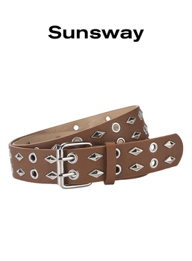 SUNSWAY美式复古黑色铆钉腰带