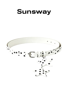 SUNSWAY黑色波点星星细针扣腰带