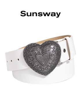 SUNSWAY复古风爱心金属扣皮带