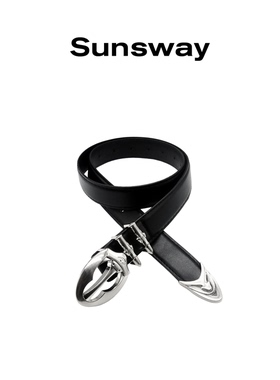 SUNSWAY重工金属扣黑色腰带