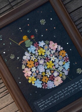 多巴胺星球干花压花相框小王子玫瑰装饰框创意生日礼物摆件手作