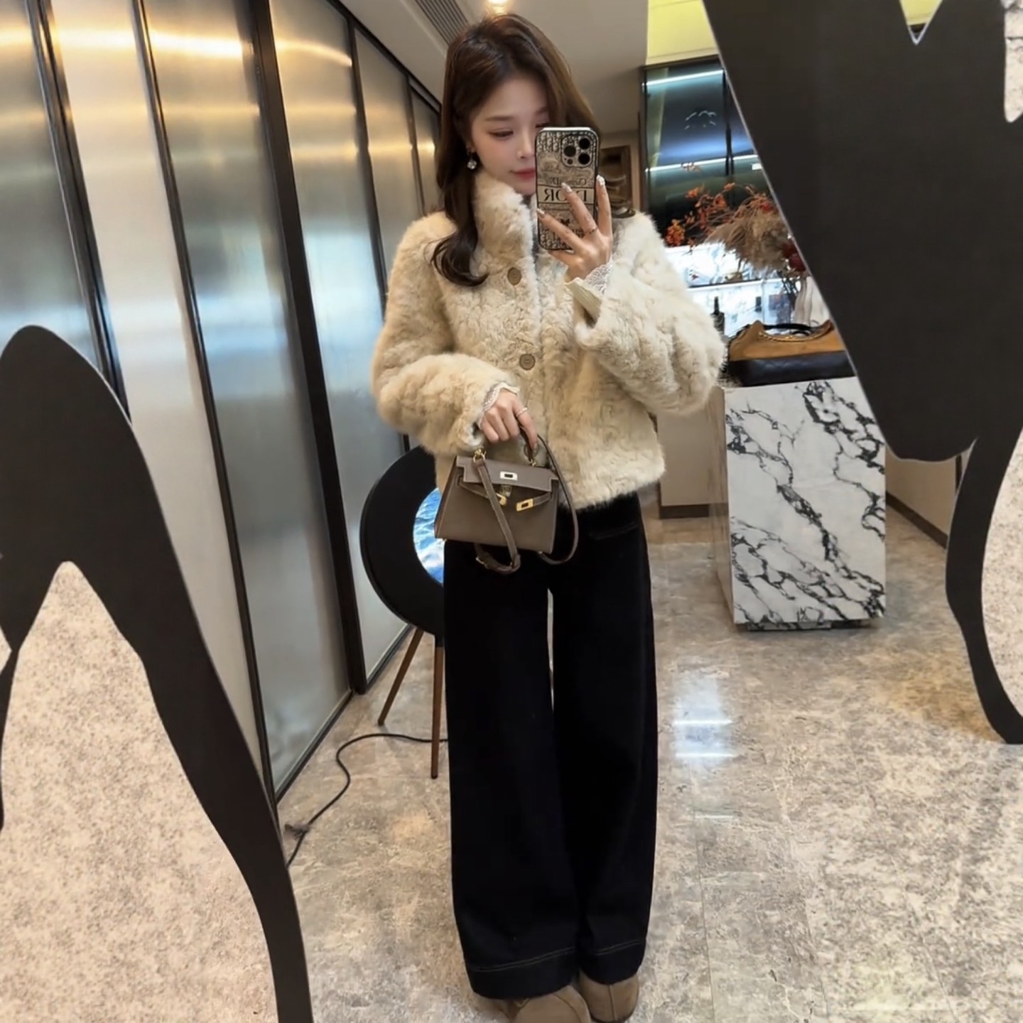 小香风立领羊羔毛外套女装2025冬季韩系超好看气质时尚保暖上衣,淘宝优惠券,粉丝福利购,淘宝优惠卷