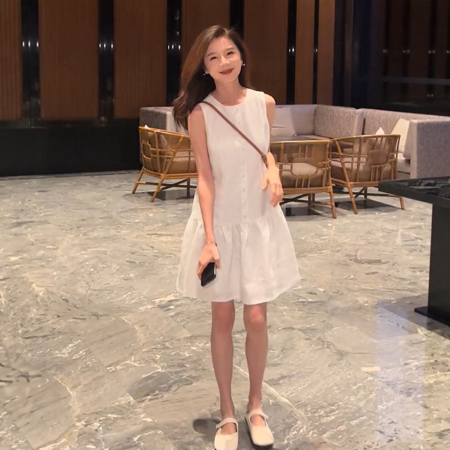 Summer high-end Tencel linen sleeveless dress