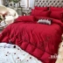 Áo thêu châu Âu mới cưới sản phẩm cotton thêu cotton bốn mảnh phù hợp với đám cưới lớn màu đỏ 1,8m giường hi - Bộ đồ giường bốn mảnh