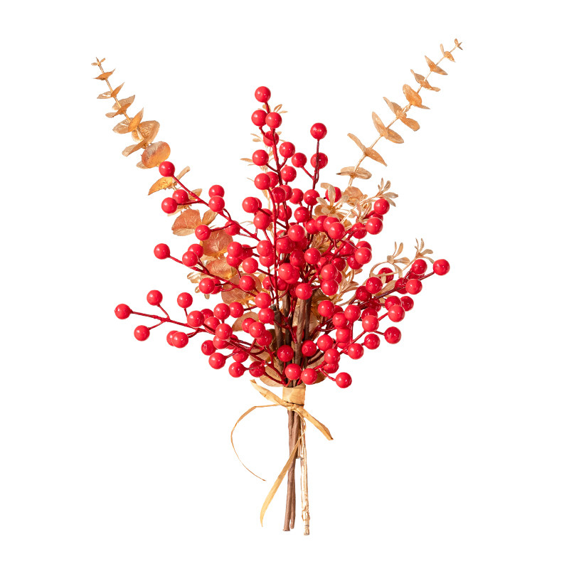新年发财果花束插花年宵花假花仿真花摆设冬青红果花艺摆件装饰花,淘宝优惠券,粉丝福利购,淘宝优惠卷