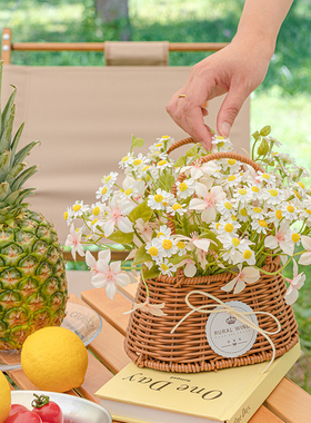 露营野餐小雏菊花篮仿真花装饰花