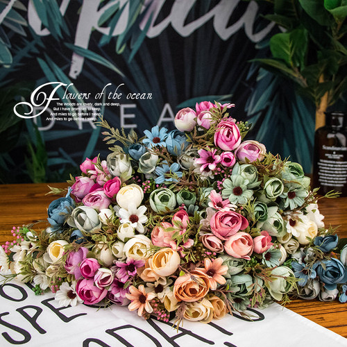 北欧餐桌客厅混搭仿真花永生花假花花束室内塑料花干花摆设装饰花 - 图1