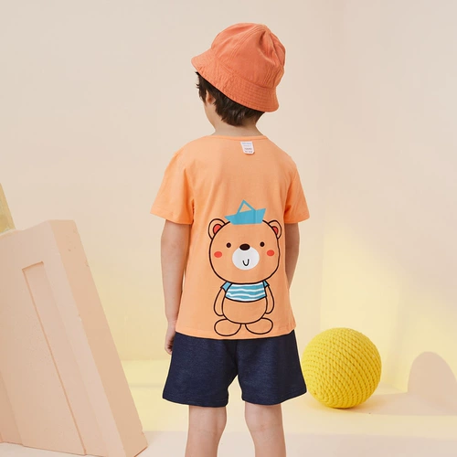 Детский спортивный костюм подходит для мужчин и женщин, летняя одежда для девочек, тонкий комплект, короткий рукав, коллекция 2022, в западном стиле