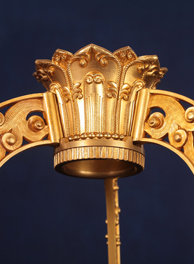 学院款长柄手摇转轮底座纯铜