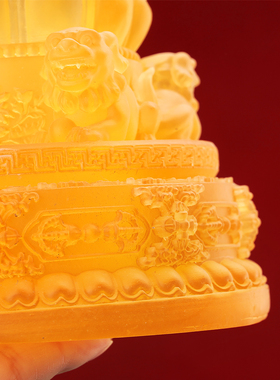 藏金刚杵用品树脂雕花琉璃佛前八吉祥狮子底座手摇转金轮底座莲座