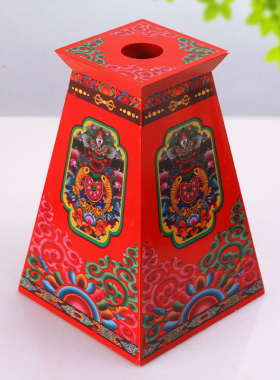 藏式法鼓底座手摇转轮实木底座彩绘转金筒招财箭座子禅杖家用摆件