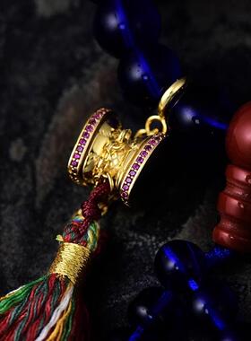 s925纯银手鼓吊坠达玛如吊坠藏式文玩配饰万能扣挂件两色原创设计