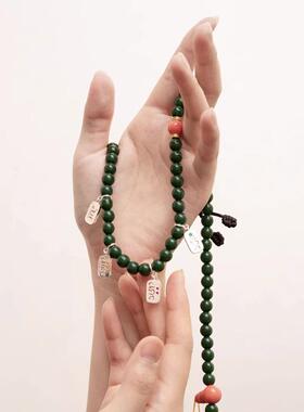 S925银种子字文殊财神度母作明佛母镀金吊坠情侣项链星月菩提配饰