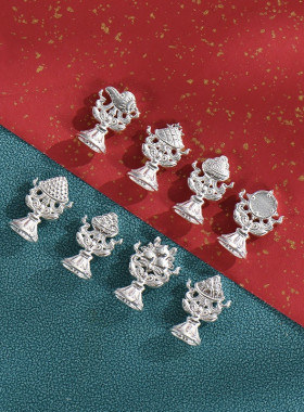 纯银八吉祥摆件七珍宝八瑞物家居玄关藏传装饰用品吉祥八宝组合套