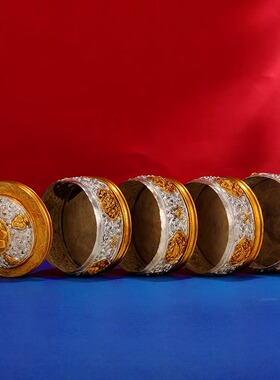 尼泊尔纯铜米盒米罐式家用积累资粮收纳盒铜鎏金鎏银手工米盒大小