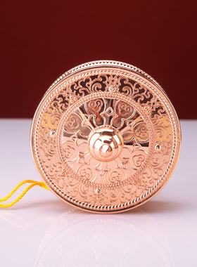 纯铜藏式莲师手摇转筒亚青在家用电镀红铜手摇双轴承雕花随身摆件