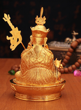 藏式莲花生大士像合金电镀客厅精工佛台吉祥供奉摆件佛像家用礼品