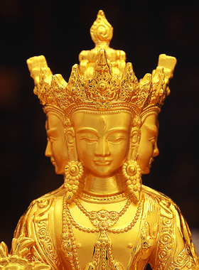 藏式不空绢索观音合金电镀客厅精工佛台吉祥供奉摆件佛像家用礼品