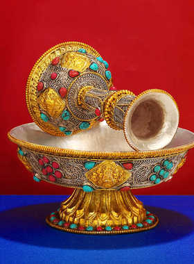 纯铜八吉祥藏传密宗尼泊尔护法杯