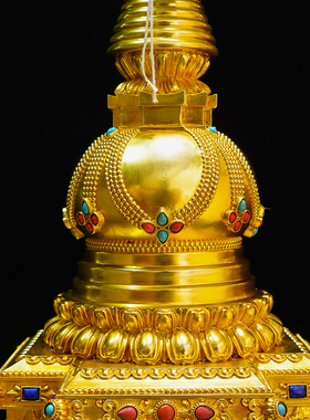 藏传纯铜噶当塔家用摆件饰品十六寸金刚座噶当塔鎏金工艺黄铜家居