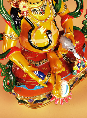 藏式黄财神佛像纯铜彩绘佛台家居台湾吉祥供奉摆件 2/3/5/7寸 1尺