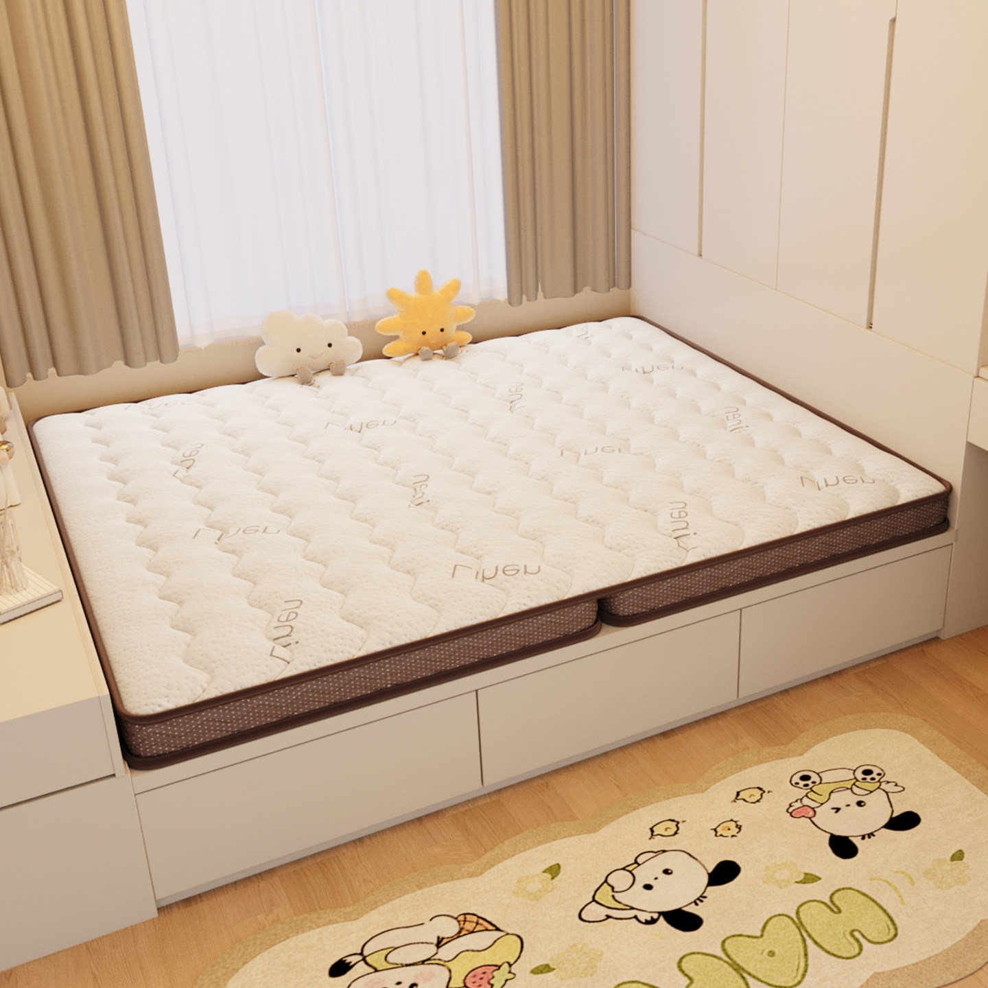 床垫硬垫天然纯椰棕榈垫子10CM折叠儿童床垫偏硬护脊专用定制硬垫,淘宝优惠券,粉丝福利购,淘宝优惠卷