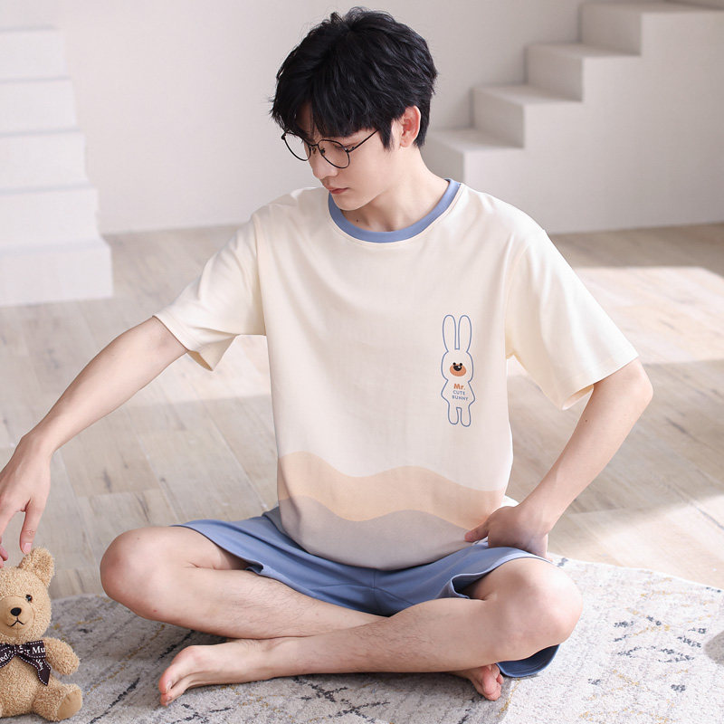 情侣装一男一夏季纯棉吊带可爱睡裙 舒适日记睡衣/家居服套装