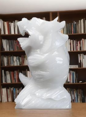 天然玉石摆件白玉鳌头鱼化龙招财客厅玄关龙头客厅鸱吻办公室家居