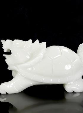 天然阿富汗白玉龙龟摆件招财玉石龙龟龙头龟客厅玄关装饰桌面礼物