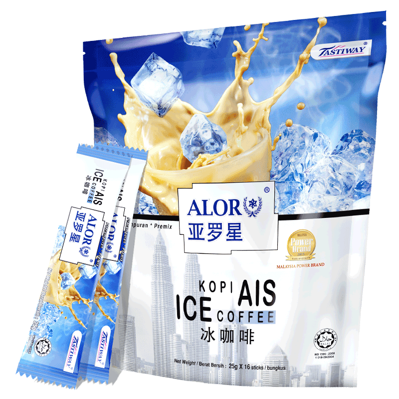 ALOR亚罗星马来西亚进口冷泡咖啡速溶三合一咖啡粉冰咖啡25gx16条 - 图0