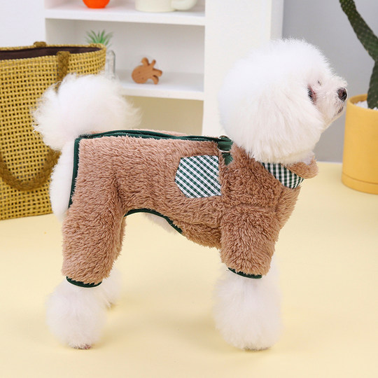 狗狗衣服秋装秋冬季四腿衣保暖绒衣后背拉链宠物猫小型犬泰迪比熊