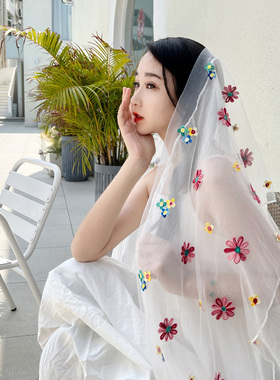 纱巾女夏季绣花旅游拍照沙滩巾
