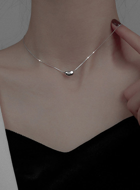 不锈钢项链韩国相思豆吊坠锁骨链网红简约气质choker冷淡风气质颈