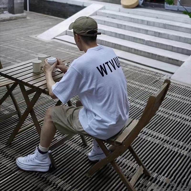 WTAPS WTVUA隐藏限定款经典LOGO字母印花日系宽松短袖T恤男-图1