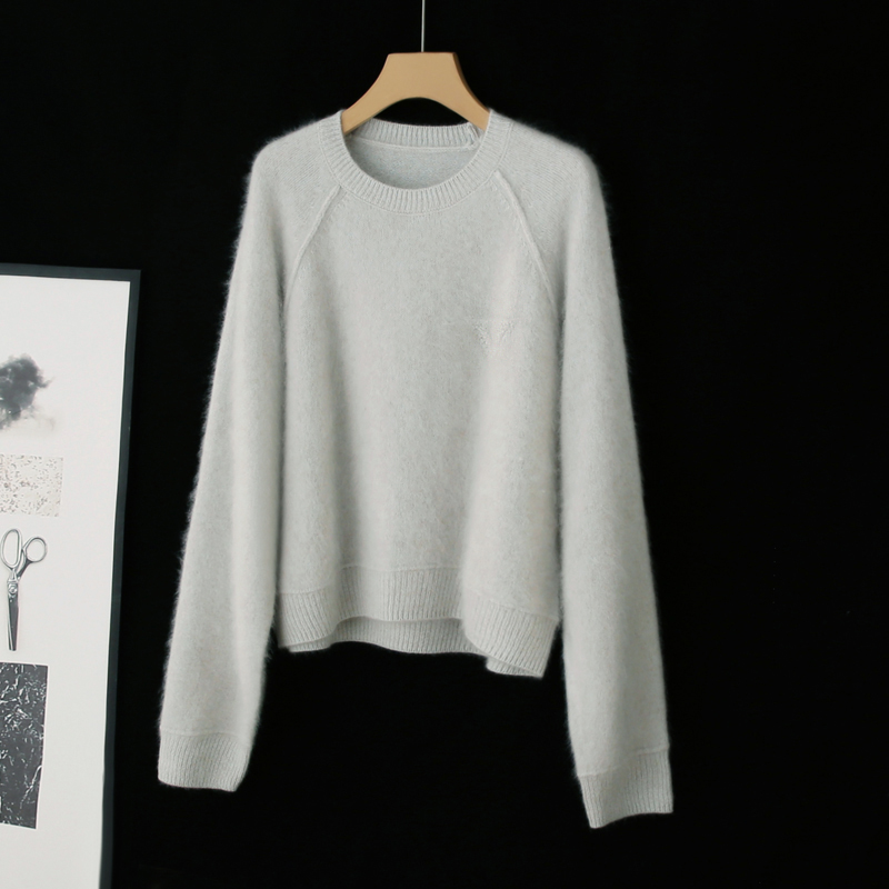 质感堪比羊绒!显白水绿色拉绒羊毛套头针织衫宽松小个子毛衣女冬 - 图2